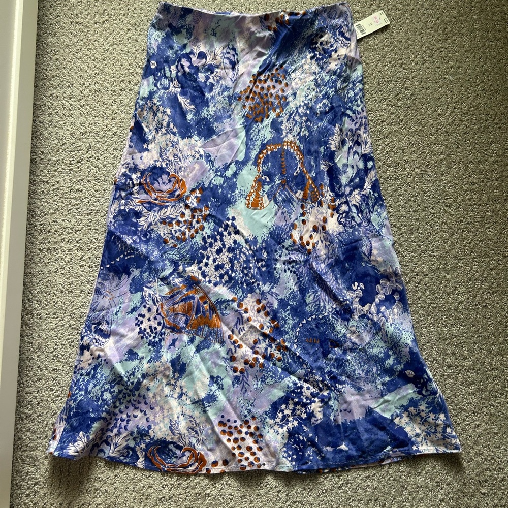 Anthropologie Hilda silk slip midi skirt